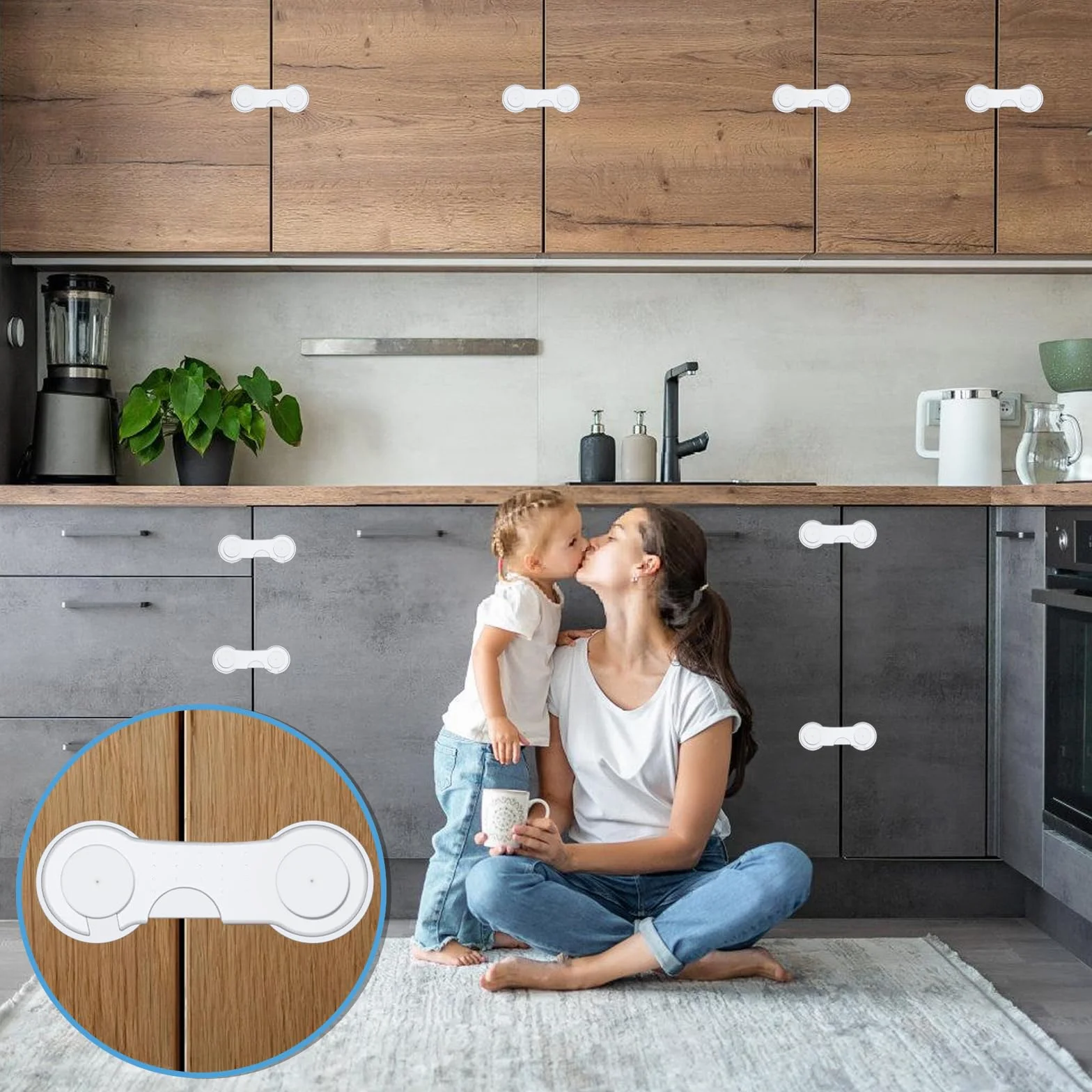 Bloque Porte Bébé 12 Pièces, Sécurité Placard Enfant, Porte Sécurité Bébé pour Meubles, Blanc