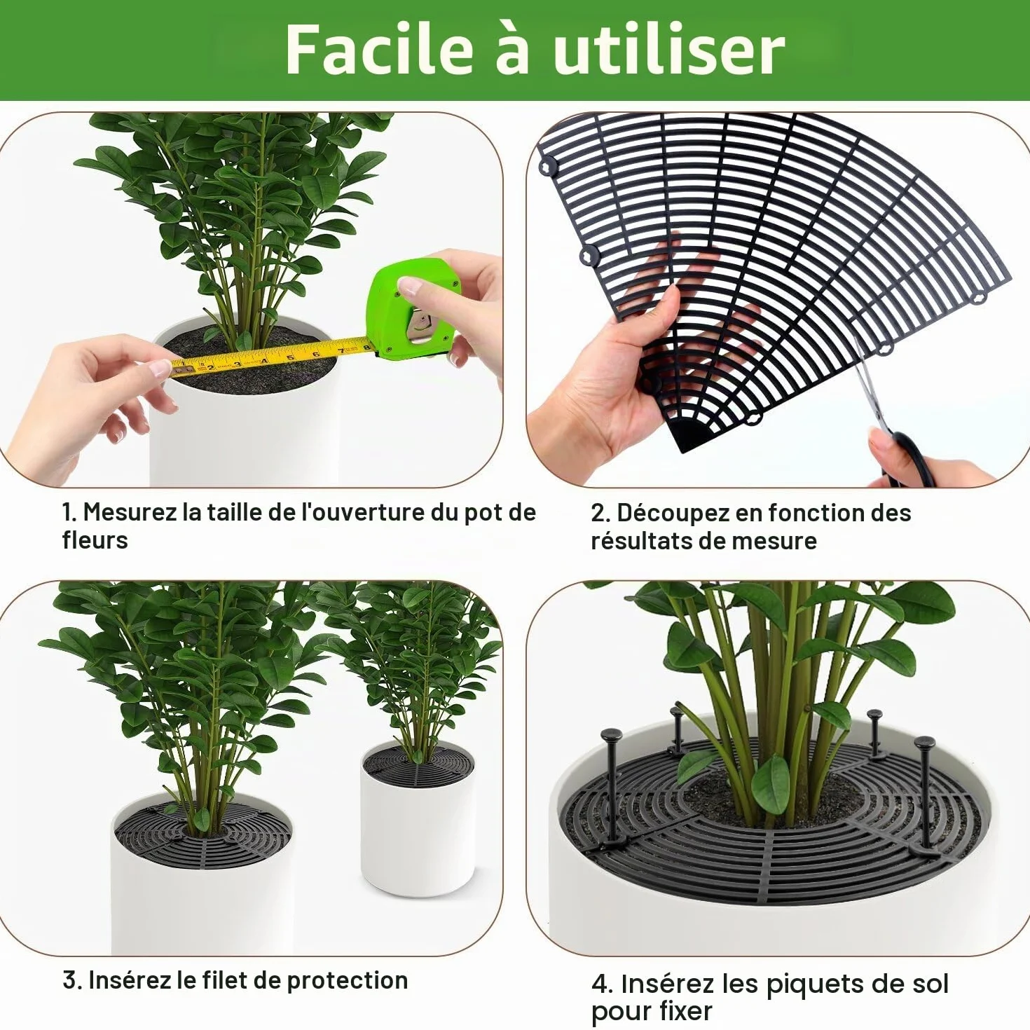 Grille Protection Plante 52cm 2pcs Chat Non Toxique Pot de Fleurs