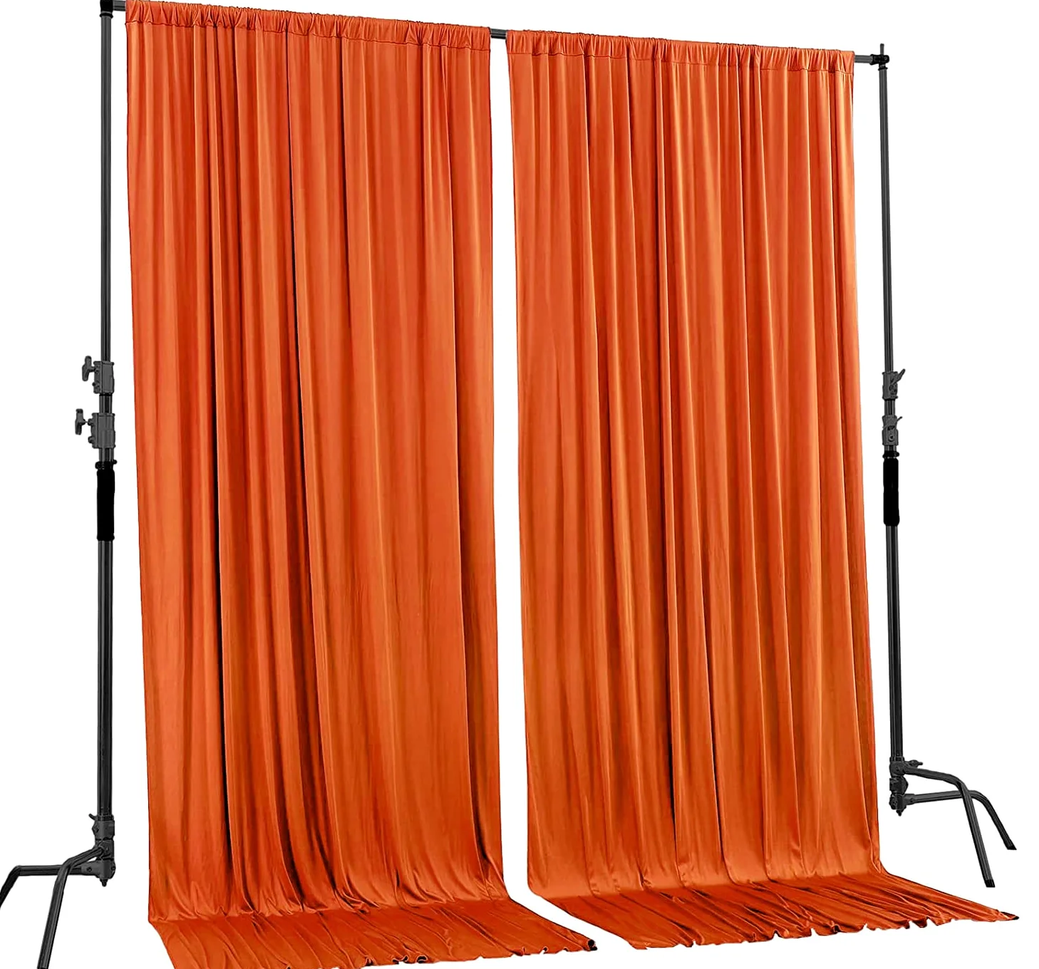 AK TRADING CO. Lot de 2 Rideaux de Fond en Polyester avec Passe-Tringle – Rideaux pour cérémonie de Mariage, fête, décoration de fenêtre – Orange (DRAPE13,7 x 20,3 cm)