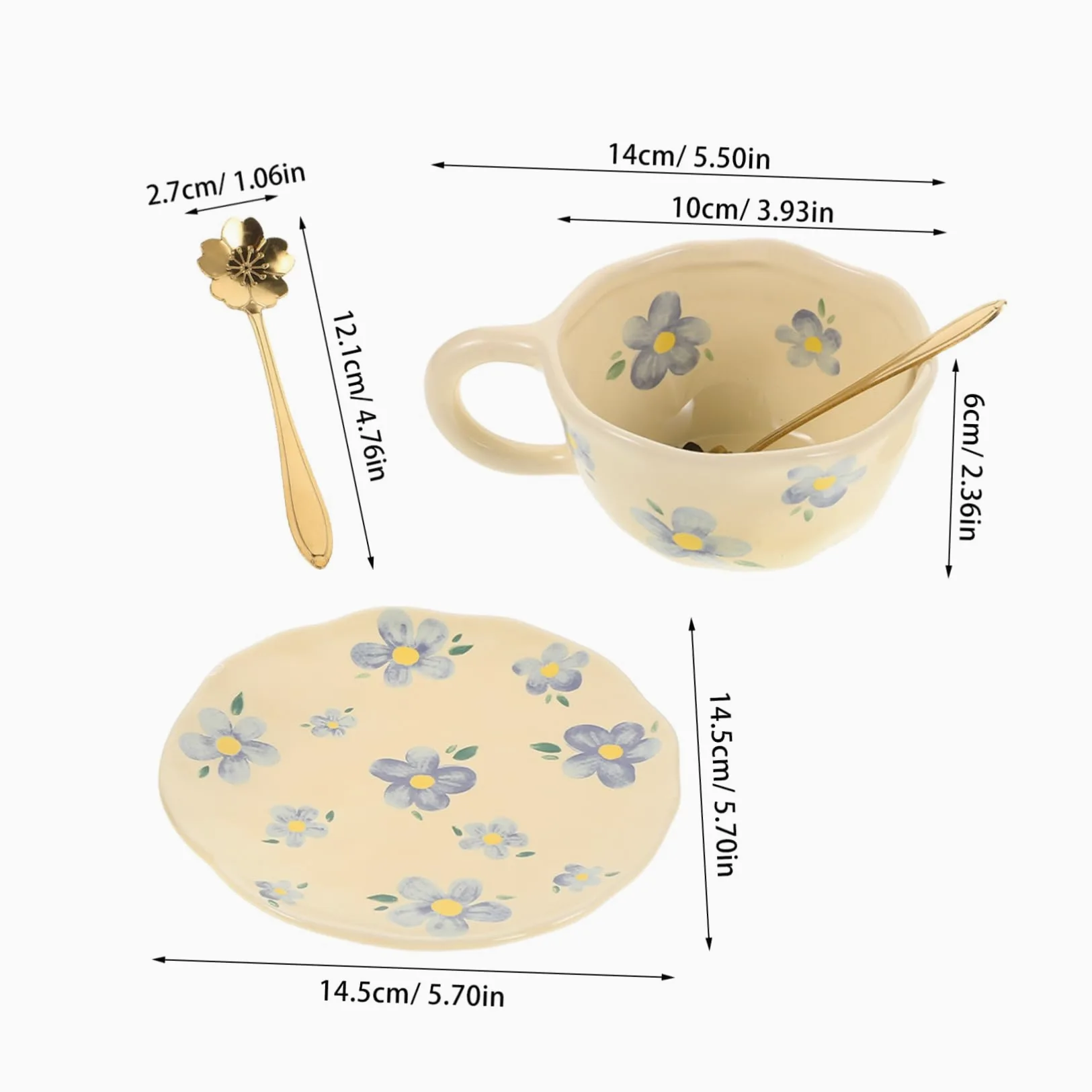 1 Set Tasse à Café en Céramique avec Soucoupe et Cuillère Design Unique Cuisine et Bureau