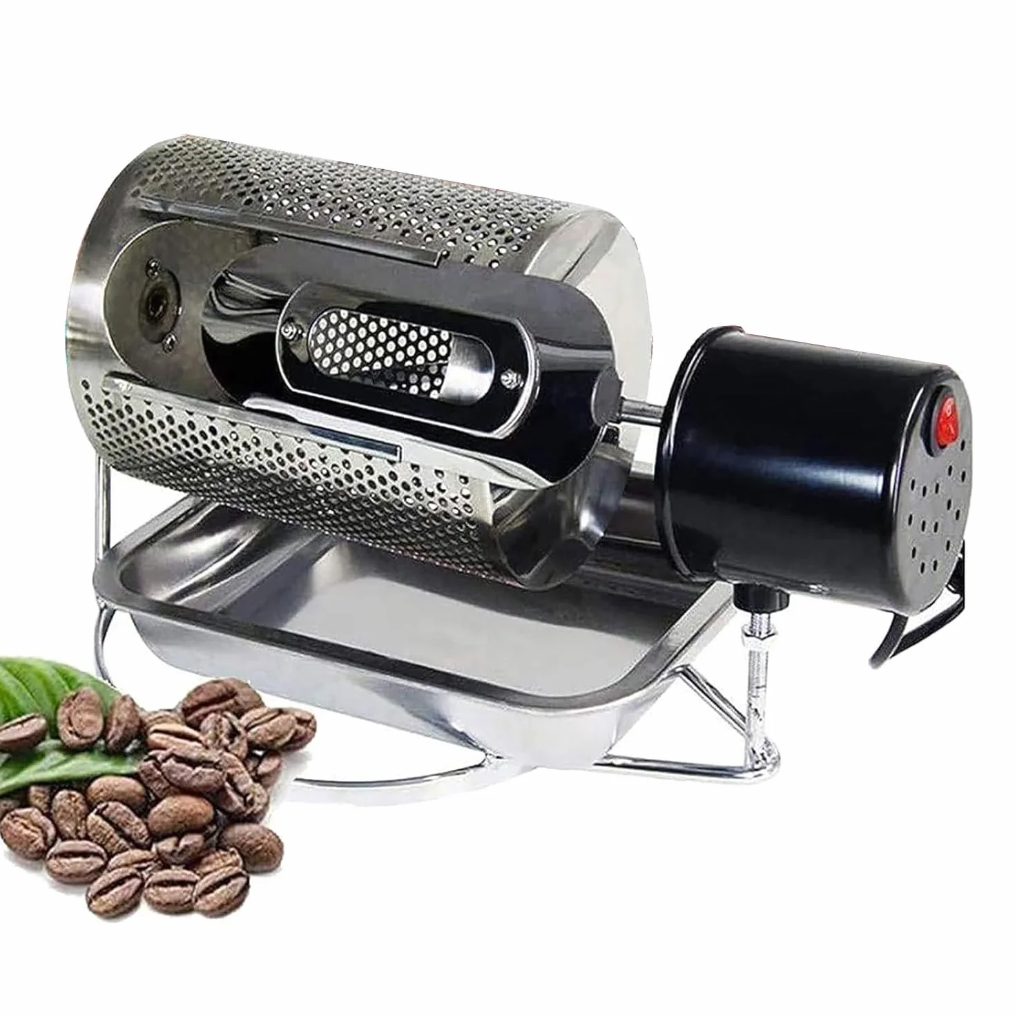 Torréfacteur de Grains de Café en Acier Inoxydable, Domestique, Capacité 100-250g, Fenêtre Visible, Plateau Inox, Chauffage Uniforme