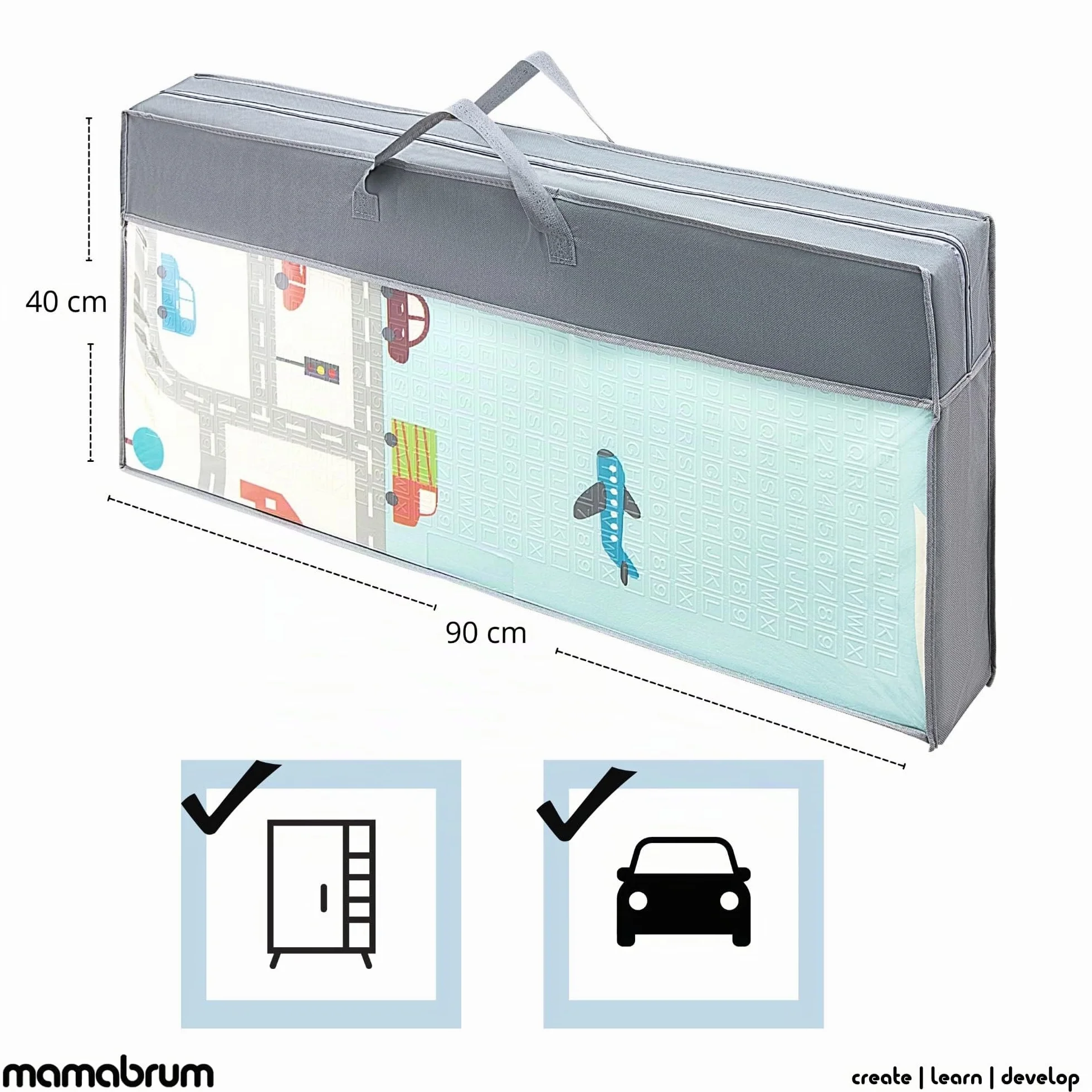 Mamabrum Tapis de jeu pour bébé 200 x 180 x 1 cm Pliable Mousse Étanche Portable Non toxique