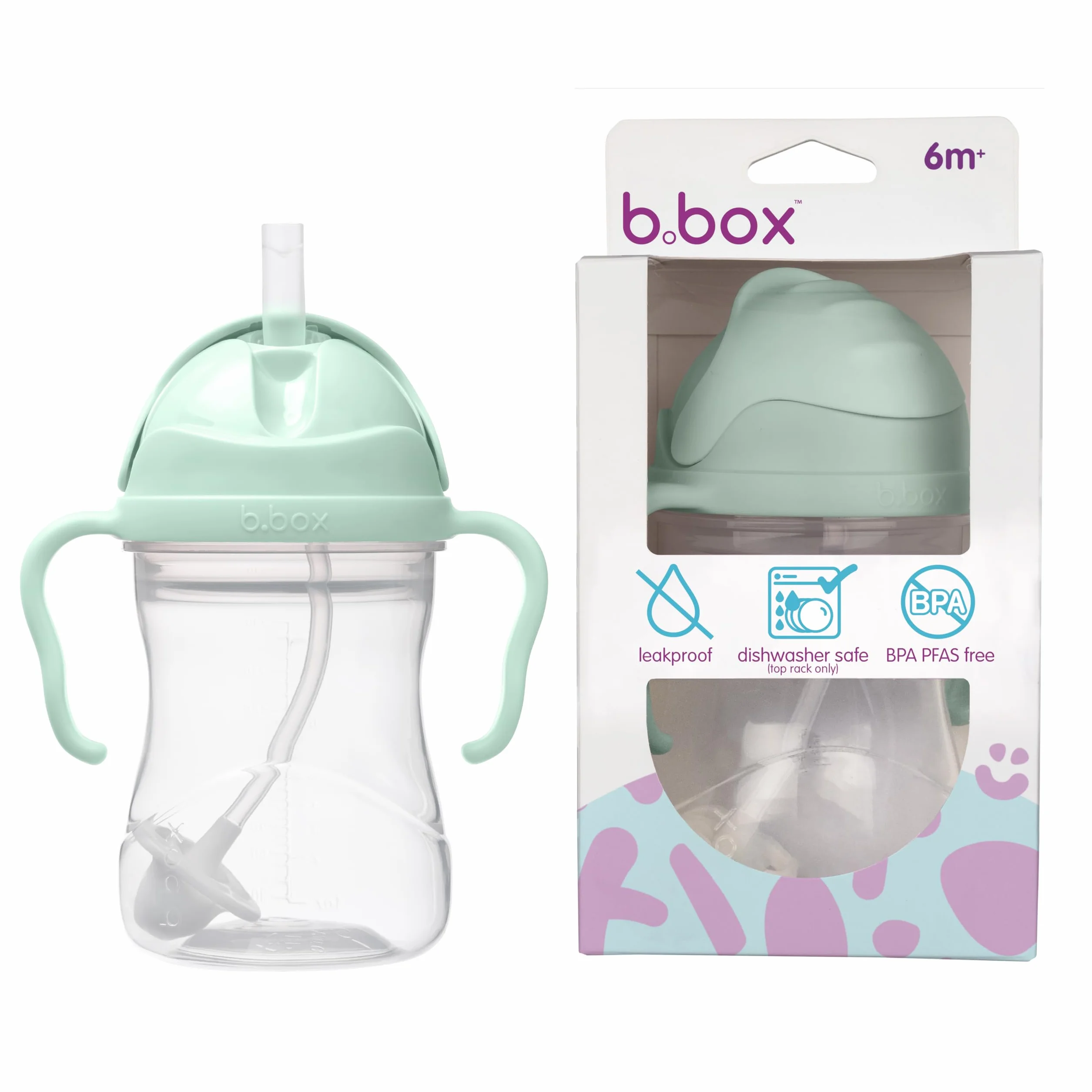 b.box Tasse à Paille Lestée 240 ml Sans BPA Passe au Lave-Vaisselle Dès 6 Mois