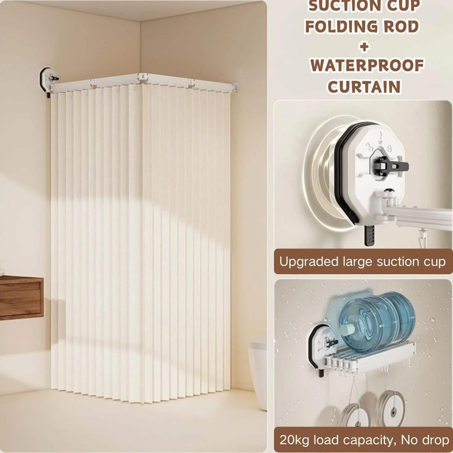 Tringle À Rideau De Douche Pliable, Barre De Douche Extensible, sans Perçage, Tringle Douche Angle Reglable Salle De Bain, Baignoire, Magasin De Vêtements, Vestiaires(70cm)