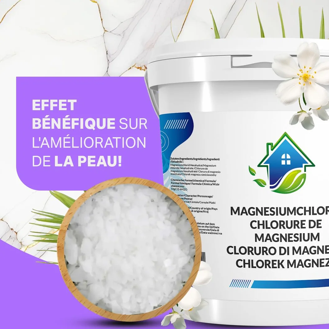 Chlorure de Magnésium Flakes 8 kg Cristaux de Magnésium pour Spa Sel de Bain Relaxant Hexahydraté