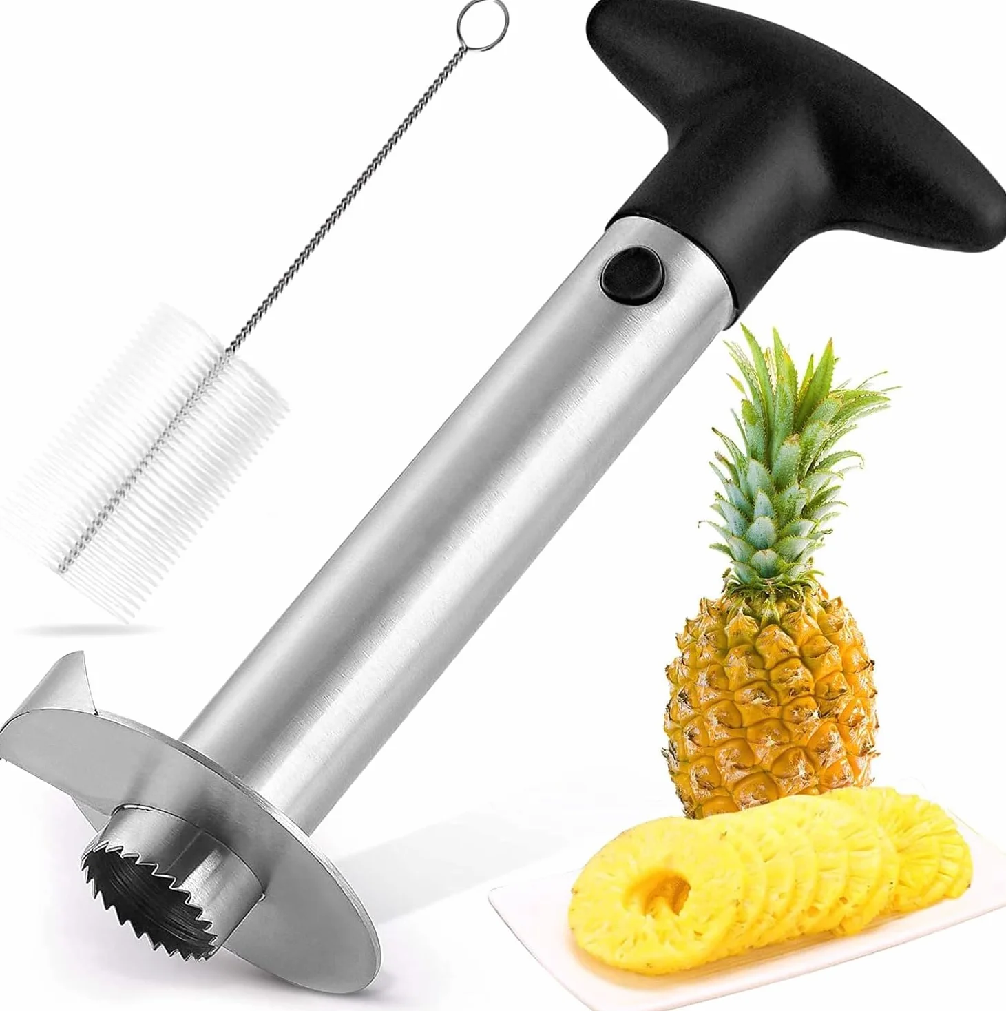 Coupe Ananas Acier Inoxydable Éplucheur d'Ananas Outil Cuisine Lame Fruits