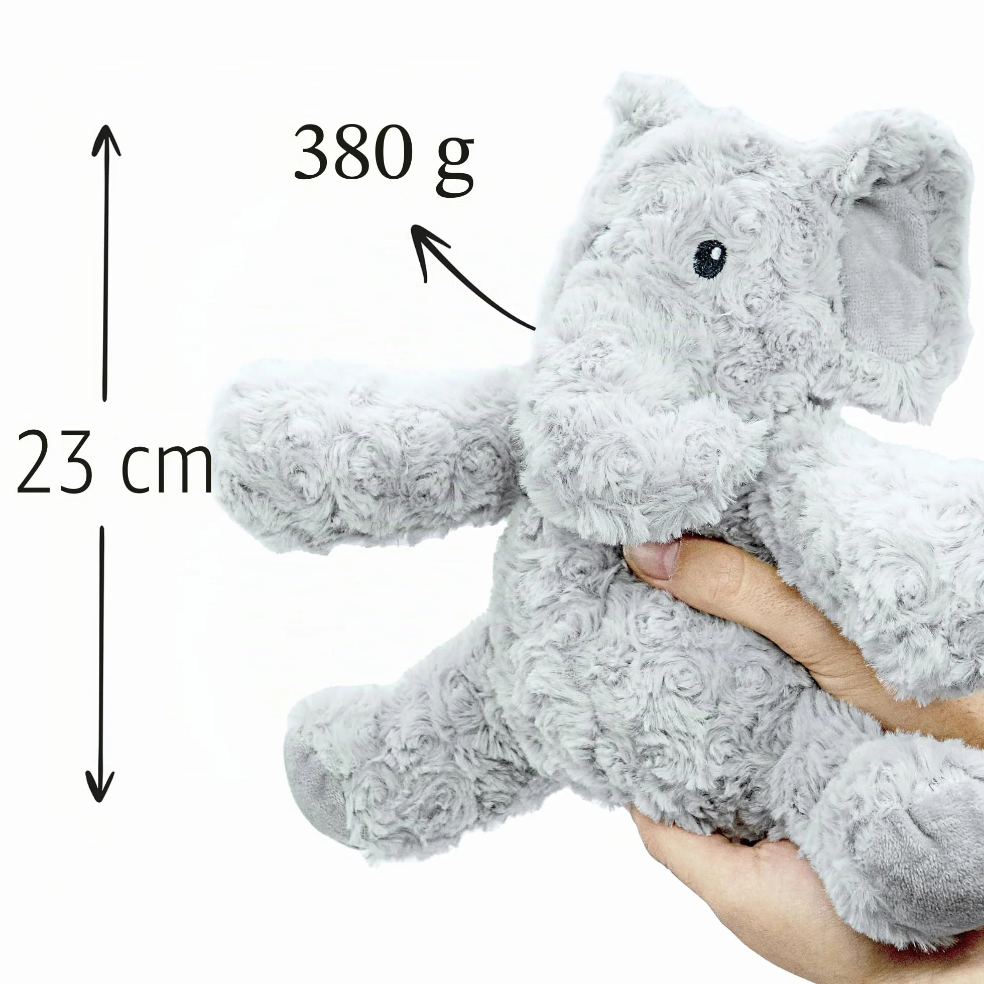 Bouillotte Micro-Onde Peluche 23 cm Éléphant pour Bébé Coliques