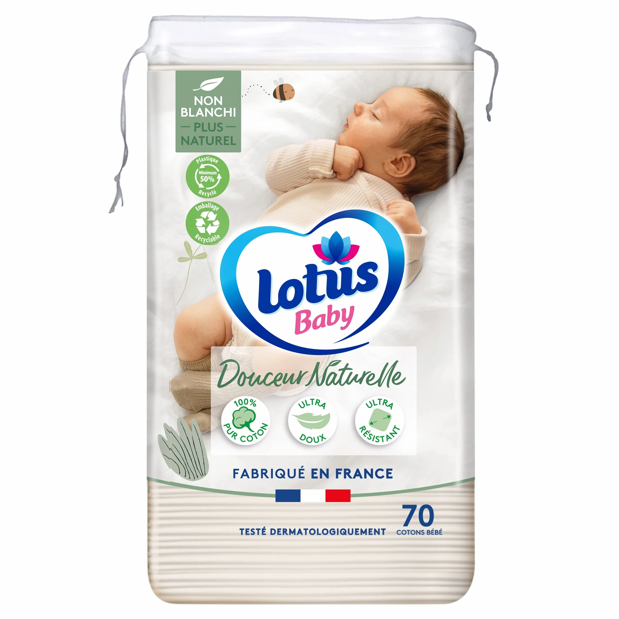 Lotus Baby Douceur Naturelle Cotons bébé non-blanchis 70 Cotons
