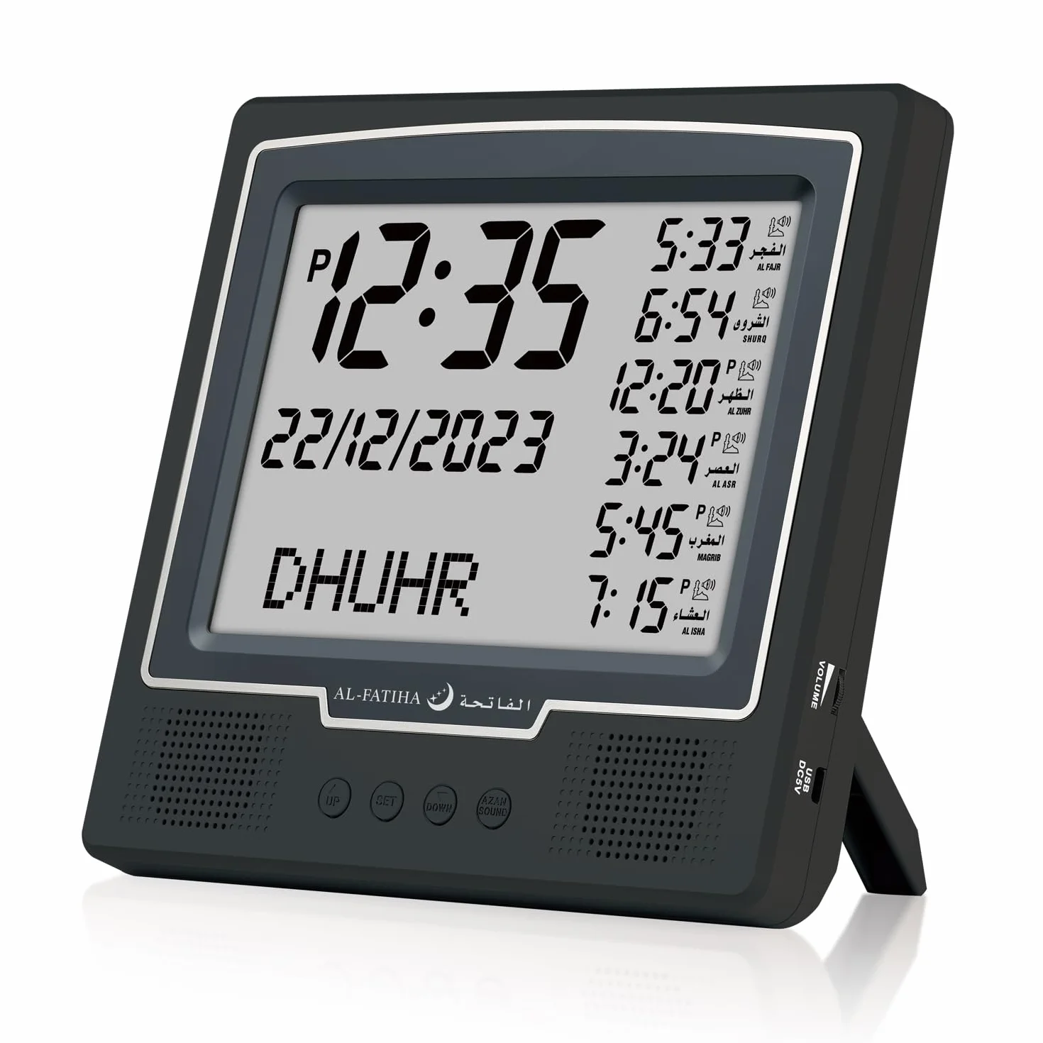 Azan Réveil de table Numérique 8 sons de prière Horloge de prière musulmane Noir