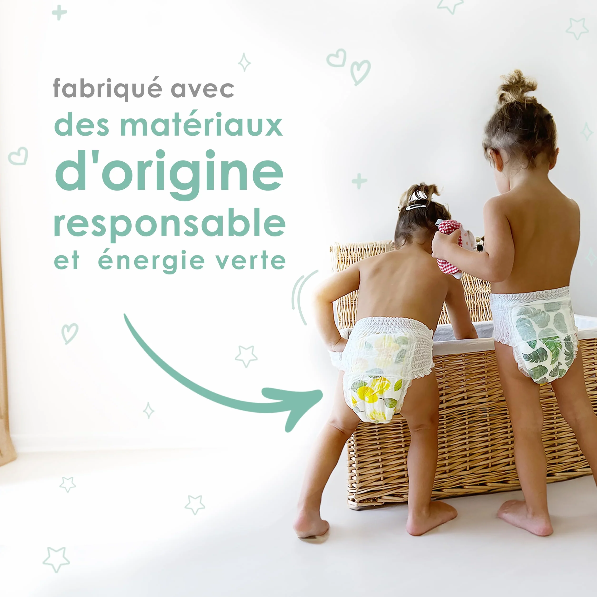 PureBorn Couches Culottes Taille 7 (17+ kg) Ultra-Absorbantes Hypoallergéniques Anti-fuites Bambou Naturel