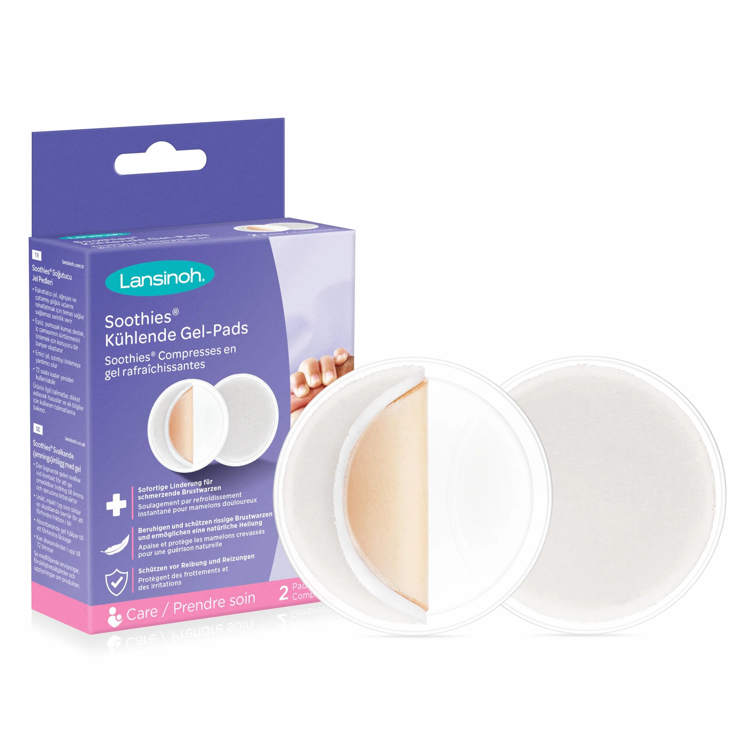 Lansinoh Soothies Lot de 2 coussinets hydrogel rafraîchissants pour mamelons douloureux et fissurés