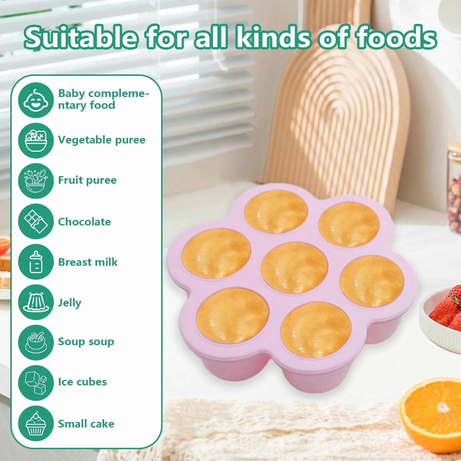 Bac à Glaçons avec Couvercle Bébé, Plateaux de Congélation Aliments Bébé en Silicone, Moule Purée Bébé