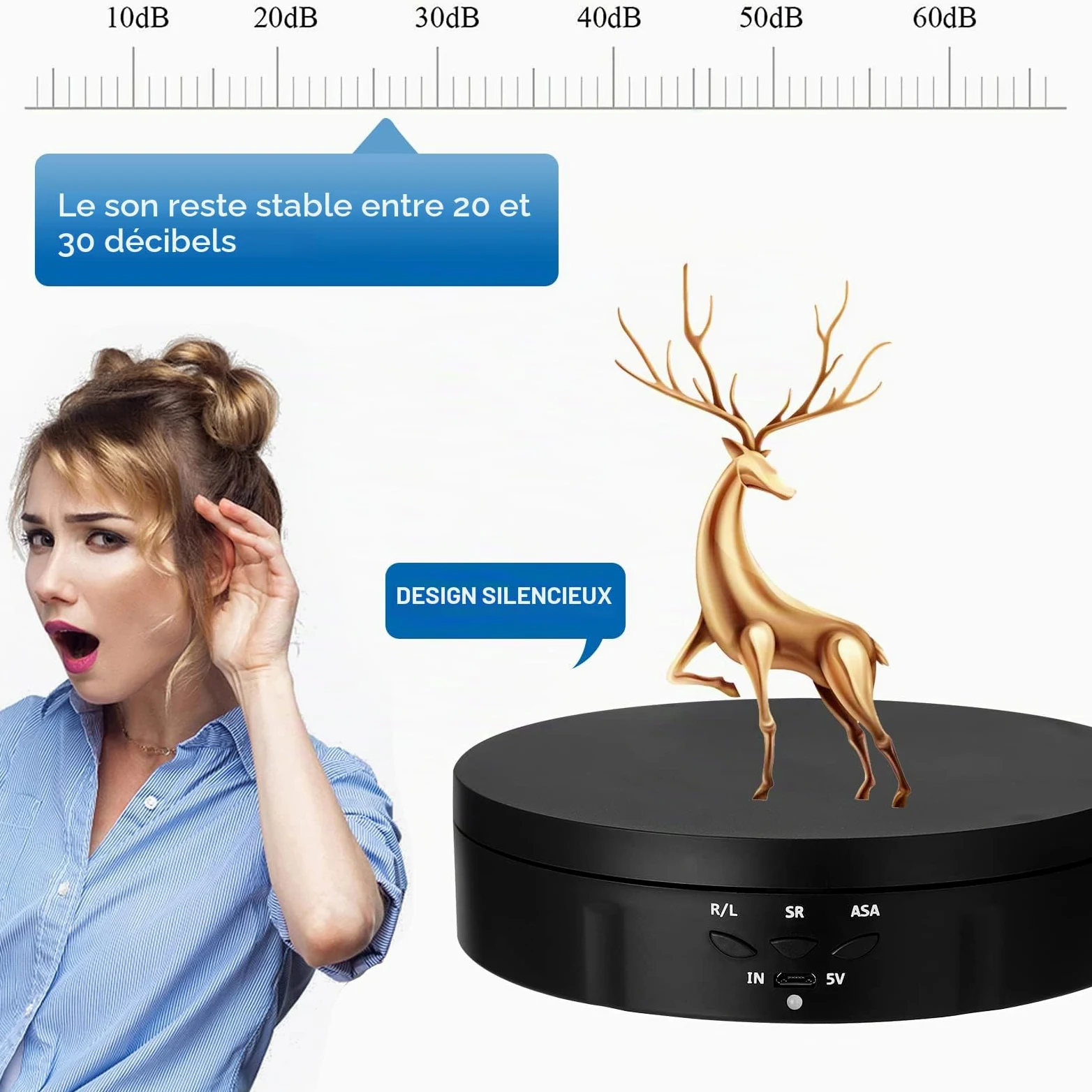 Plateau tournant électrique 3 en 1, support à 360 degrés, plateau tournant motorisé avec télécommande pour photographie, présentation de produits, bijoux, modèles 3D, objets de collection (noir)