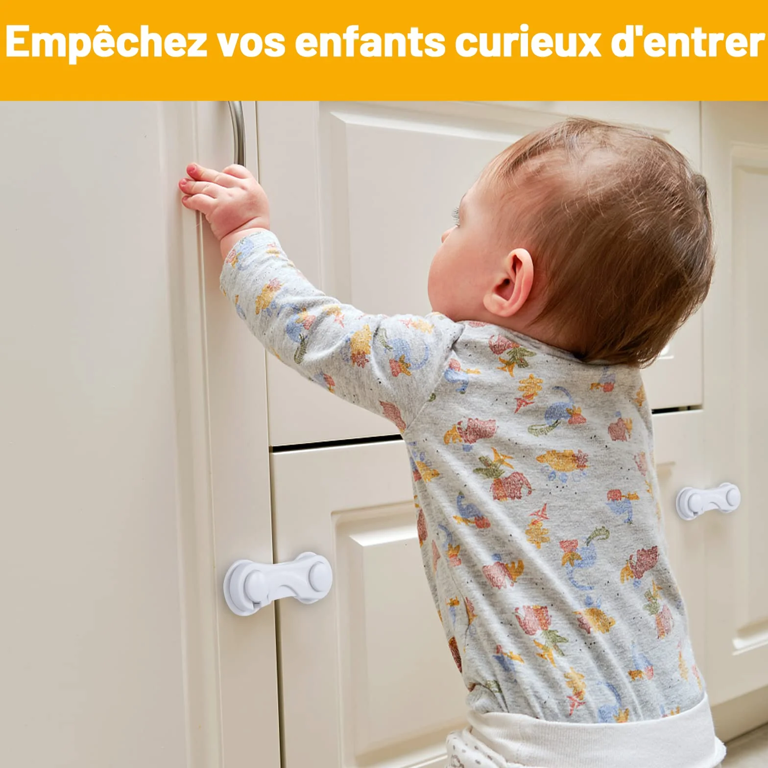 Securite Placard Enfant 6 Pieces Bloque Porte Bebe Protection Adhesif Fort Sans Percage Durable