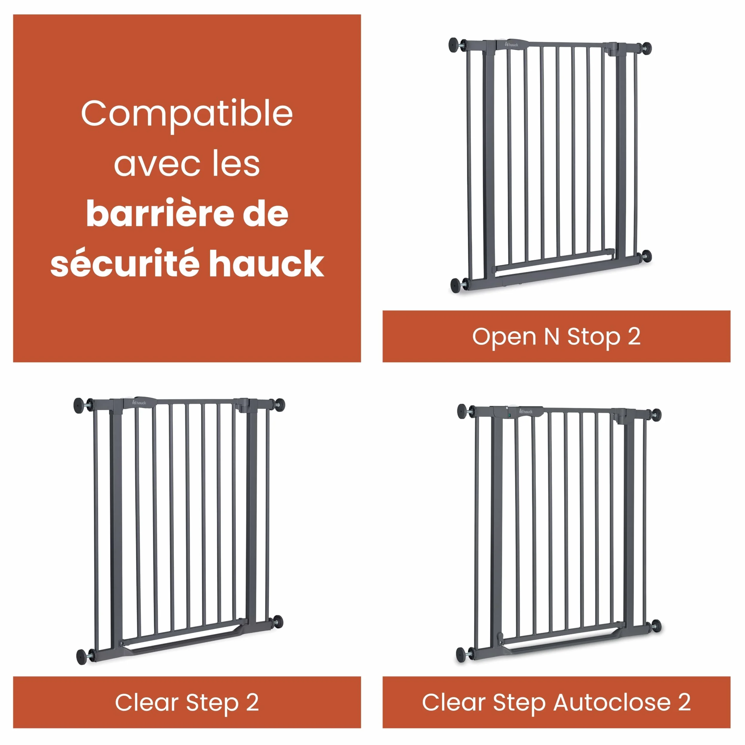 Hauck Extension 9 cm Barriere Securite Enfant Escalier Porte Chien Clear Step 2 Open N Stop 2 Stop N Safe 2 Autoclose N Stop 2 Sans Perçage Métal Gris Foncé