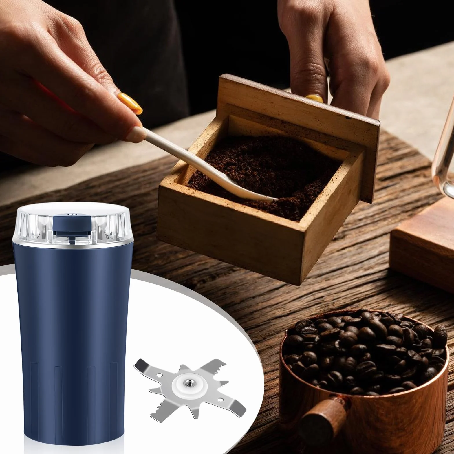 Moulin à café électrique 300 W lame acier inoxydable 304 sans BPA