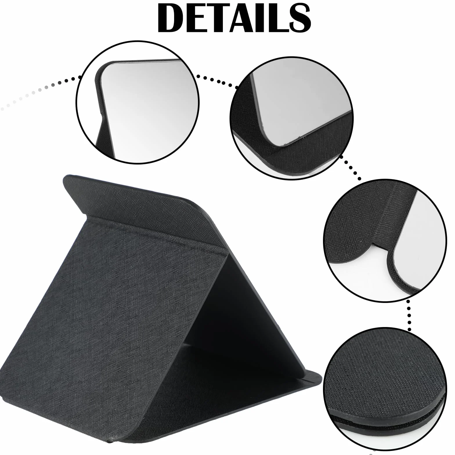 Miroir de Voyage Pliable 21,5 x 15,5 cm avec Housse en PU