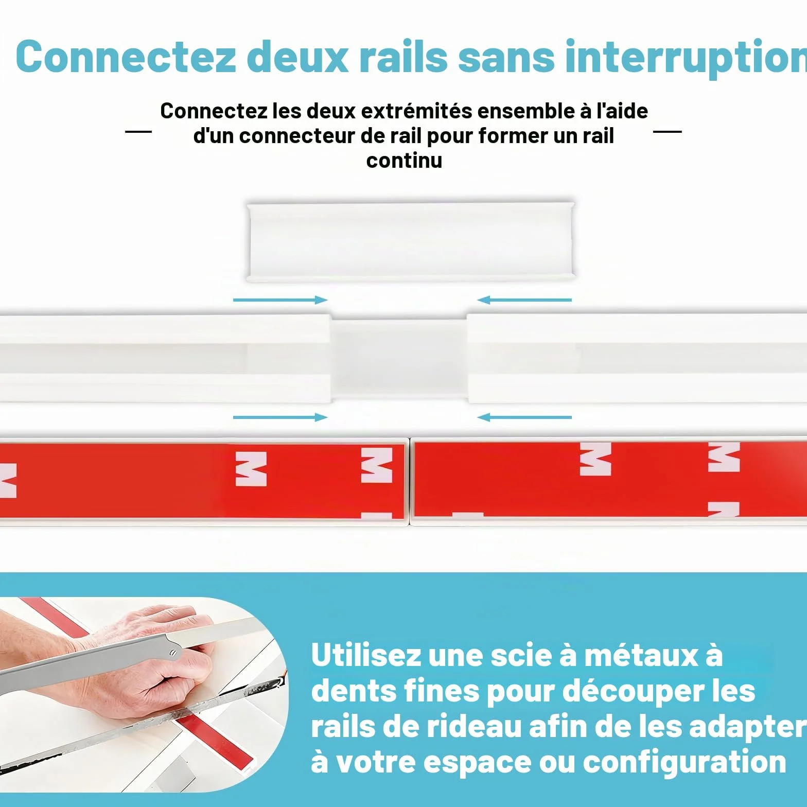 Tringle à Rideau Adhésive 3 Mètres Rails Sans Perçage pour Plafond et Mur