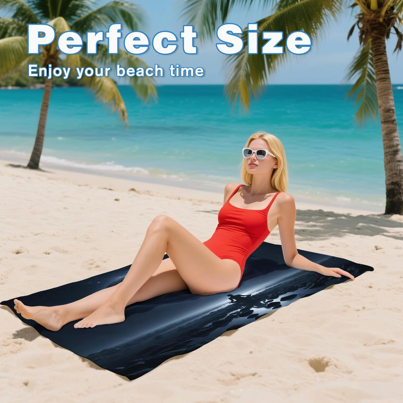 Serviette de Plage XXL Microfibre Lune Méditation Zen, Drap de Plage Séchage Rapide Anti Sable & Légère, Serviette de Bain Grande Taille 150x200 cm, Accessoire & Cadeau été
