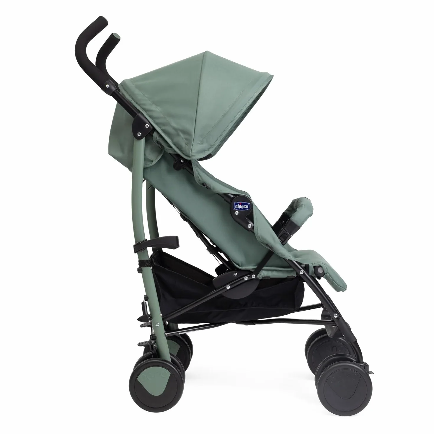 Chicco Echo Lite Poussette canne bébé légère 0-22 kg dossier inclinable 4 positions siège spacieux double frein roues pivotantes vert