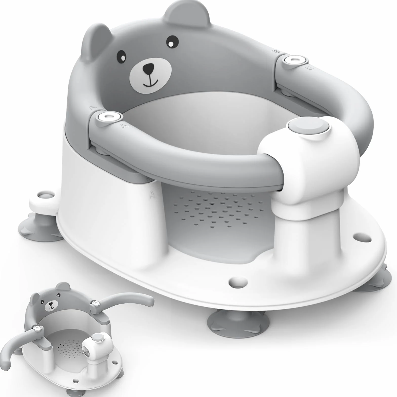Siège Bain Ergonomique Bébé 6 Mois avec Ventouses Gris Ours