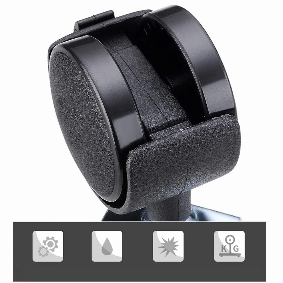 Roulettes de Lit d'enfant 50mm 4 Roues Pivotantes avec Frein Double Roue Charge 70kg Noir Support en U 20mm