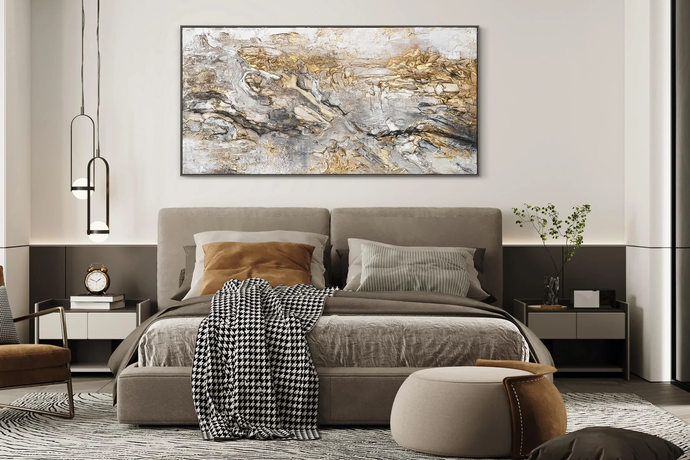 Tableau mural peint à la main Lueu 200x100cm Art moderne décoration intérieure