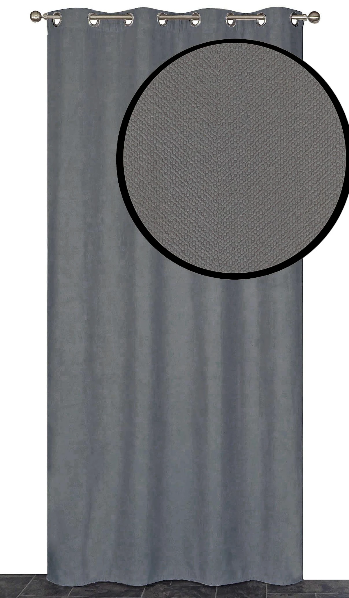 Atout Ciel Rideau occultant Thermique Velours frappé doublé Polaire à œillets 140x240cm prêt a Poser, Gris