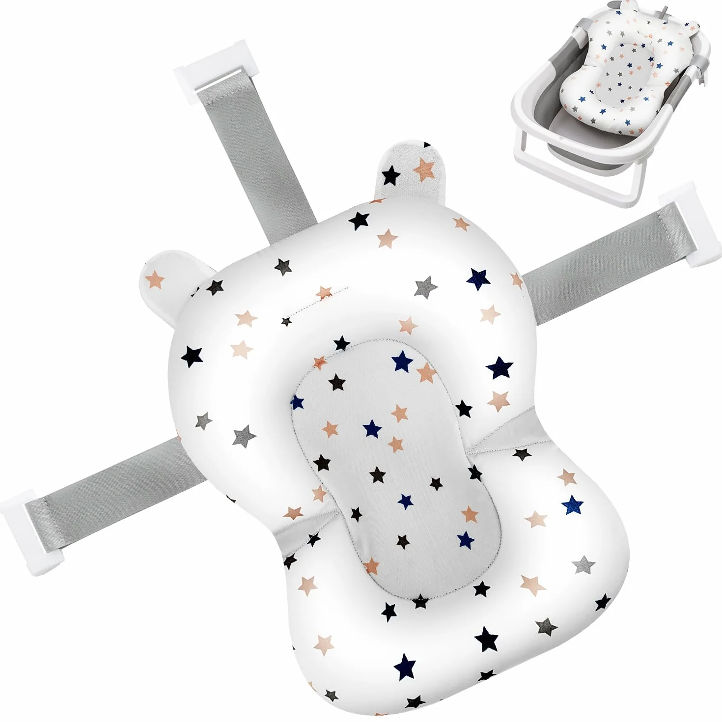 Coussin de Bain Bebe Baignoire Reducteur Oreiller Portable Flottant Antidérapant Nouveau-Né