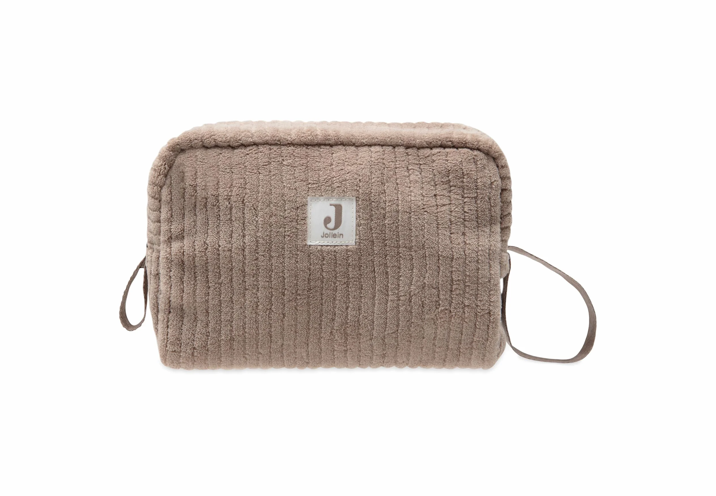 Jollein Trousse Bébé Cloudy Rib Milky Coffee Pochette de Toilette Bébé Fermeture Éclair
