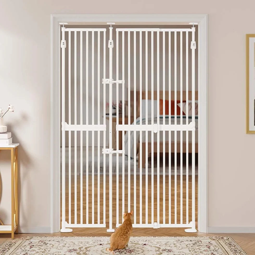 Unipaws Barrière de sécurité pour Chat 190 cm, barrière pour Animaux avec Serrure, Barreaux rapprochés, Montage sans perçage
