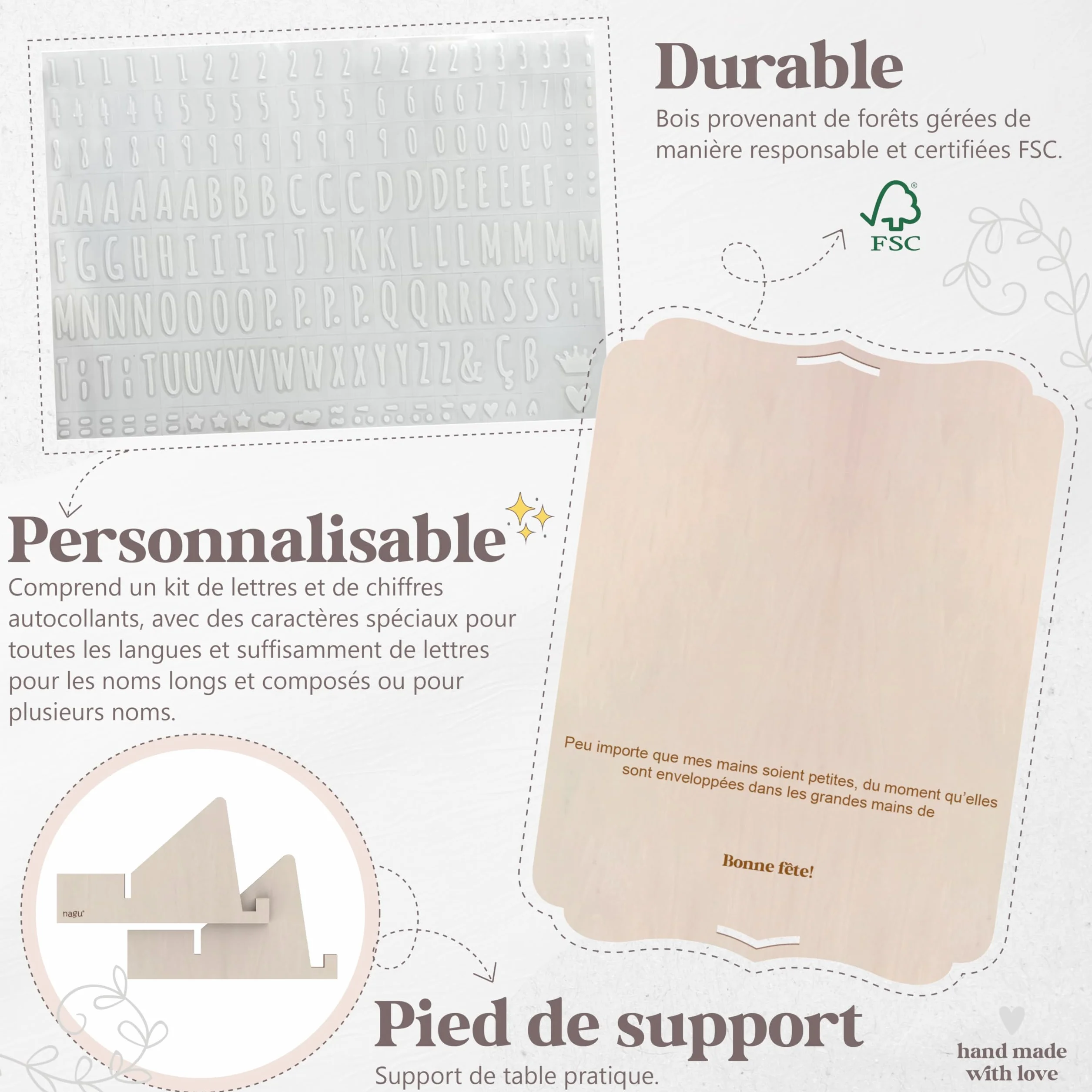 nagu® Cadeau personnalisé homme fête des pères avec empreinte main pied bébé