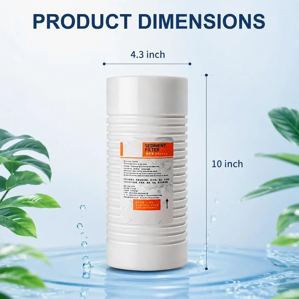 Lot De 2 Filtres À Sédiments Rainurés En Coton PP De 10x4,3 Po, Cartouche De Remplacement Universelle Pour La Filtration D'eau Domestique, Commerciale Et À Haut Débit
