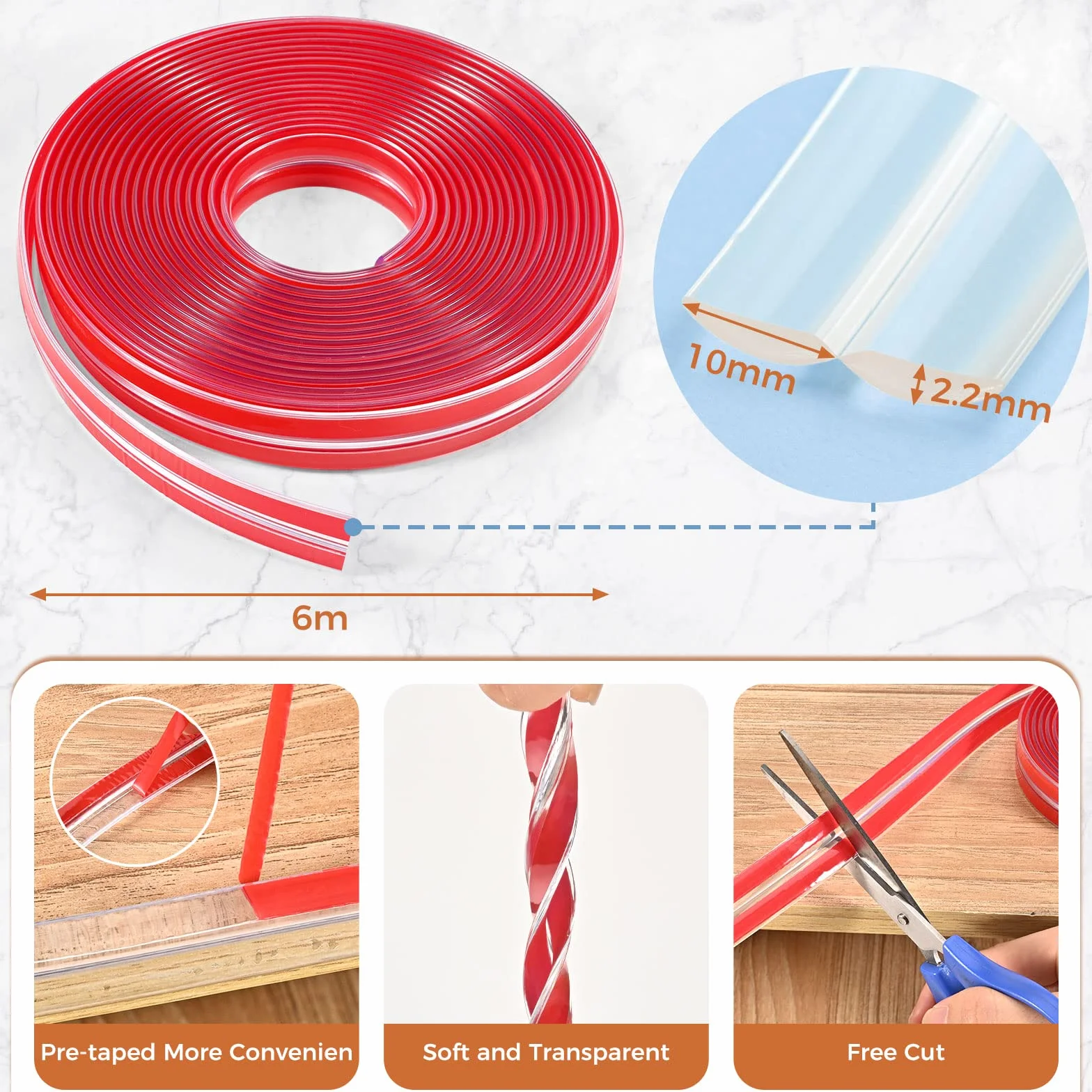 Pré-adhésif Protection Table Bebe 6m, Coin de Table Protection Bébé avec 4 Protection Angle Silicone