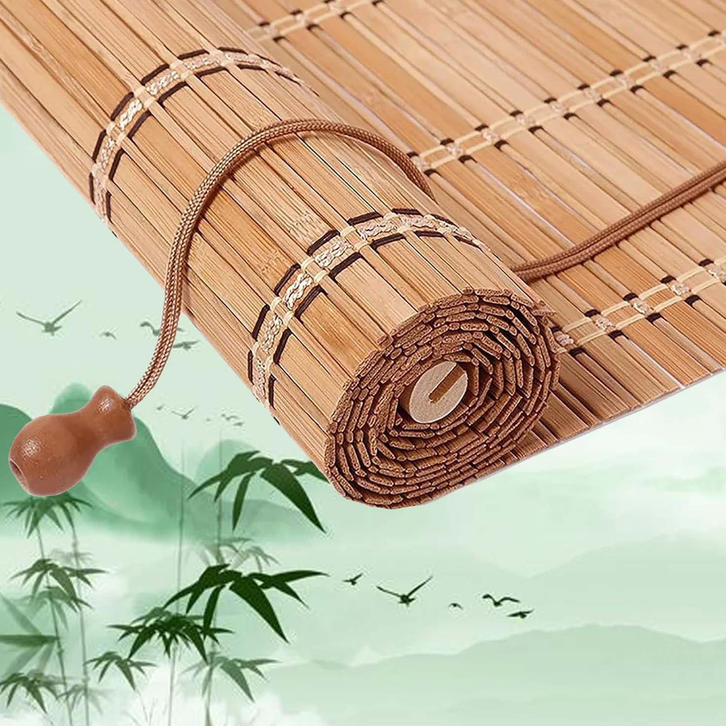 Stores en Bambou pour Fenêtre,Store Enrouleur Bambou Naturel,Store Venitien Bois,Store Bateau à Traction Latérale pour Extérieur/Intérieur,Rideau Occultant,Largeur x Hauteur (60x280cm)