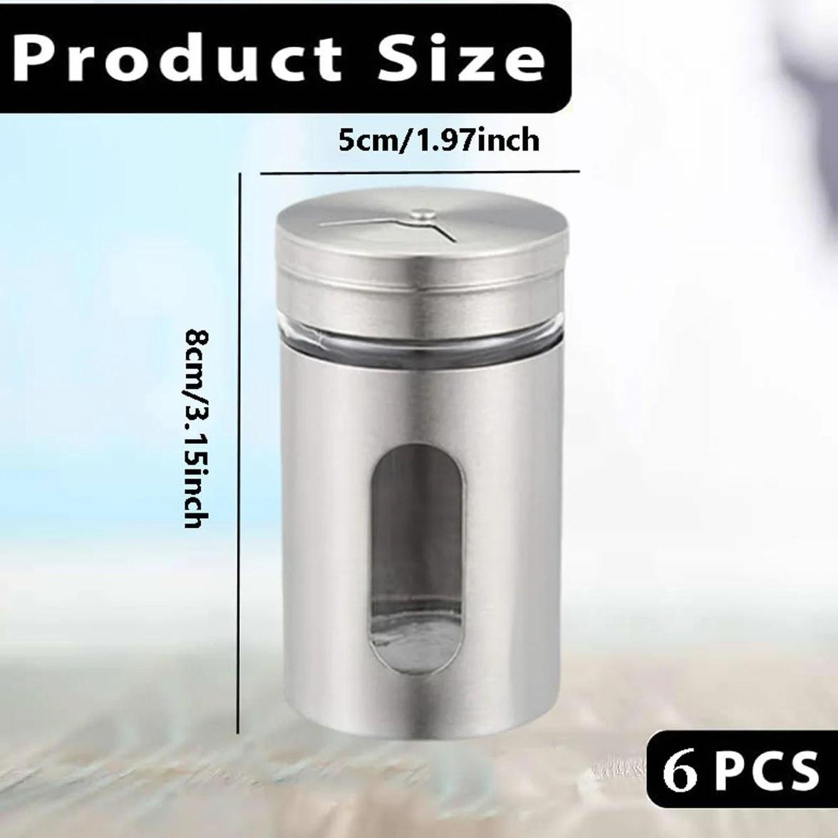 Lot de 6 pots à épices en verre 80 ml avec couvercle à vis, organisateur pour sel et poivre