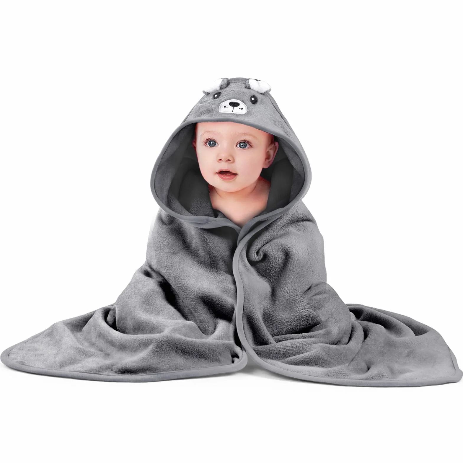 Serviette de Bain Bébé à Capuche 80x80 cm, Cape de Bain Bébé Naissance Ultra Douce et Absorbante, Poncho avec Capuche Animal