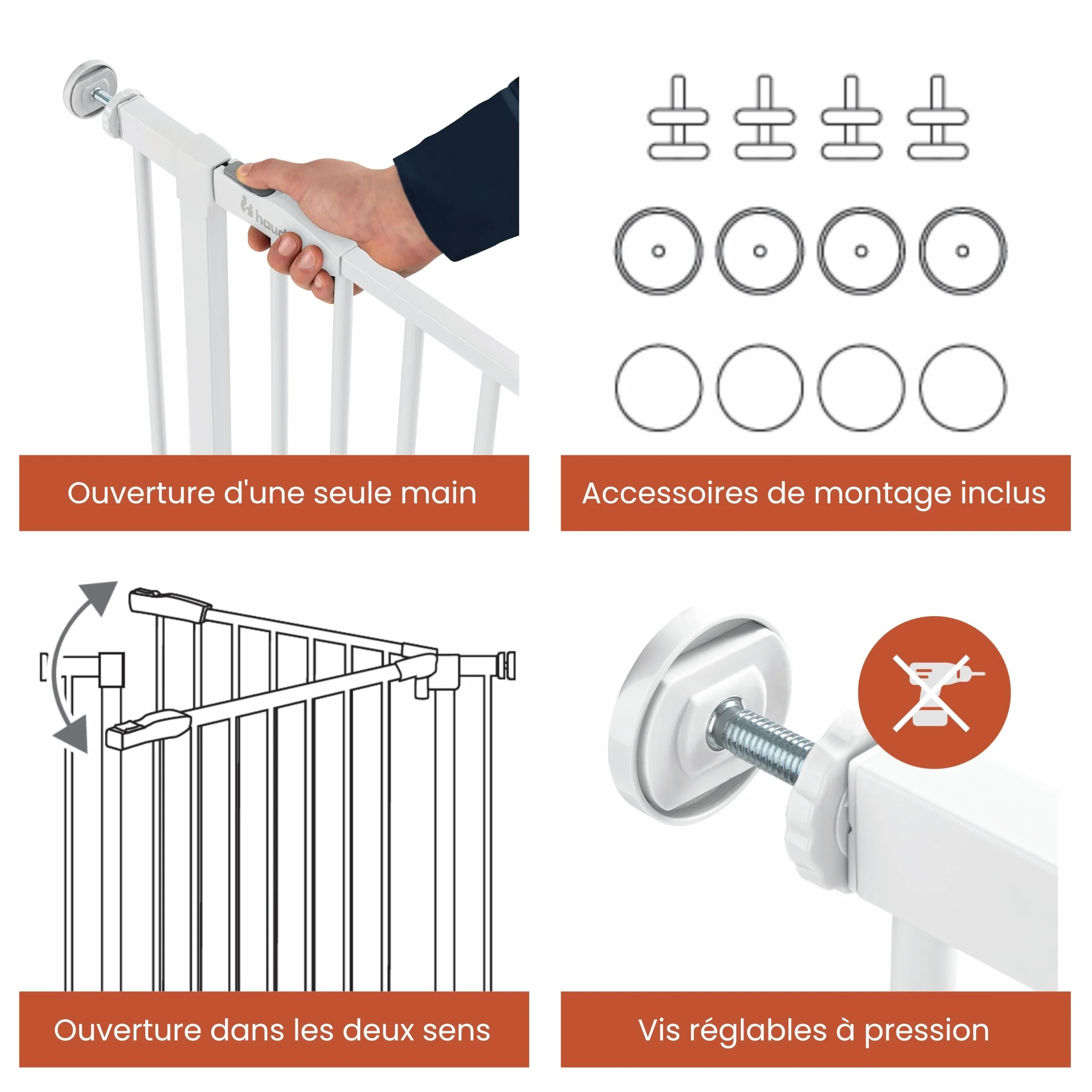 Hauck Barriere de Securite Enfant et Chien Open N Stop 2 Extension 21 cm 96–101 cm 77 cm Blanc