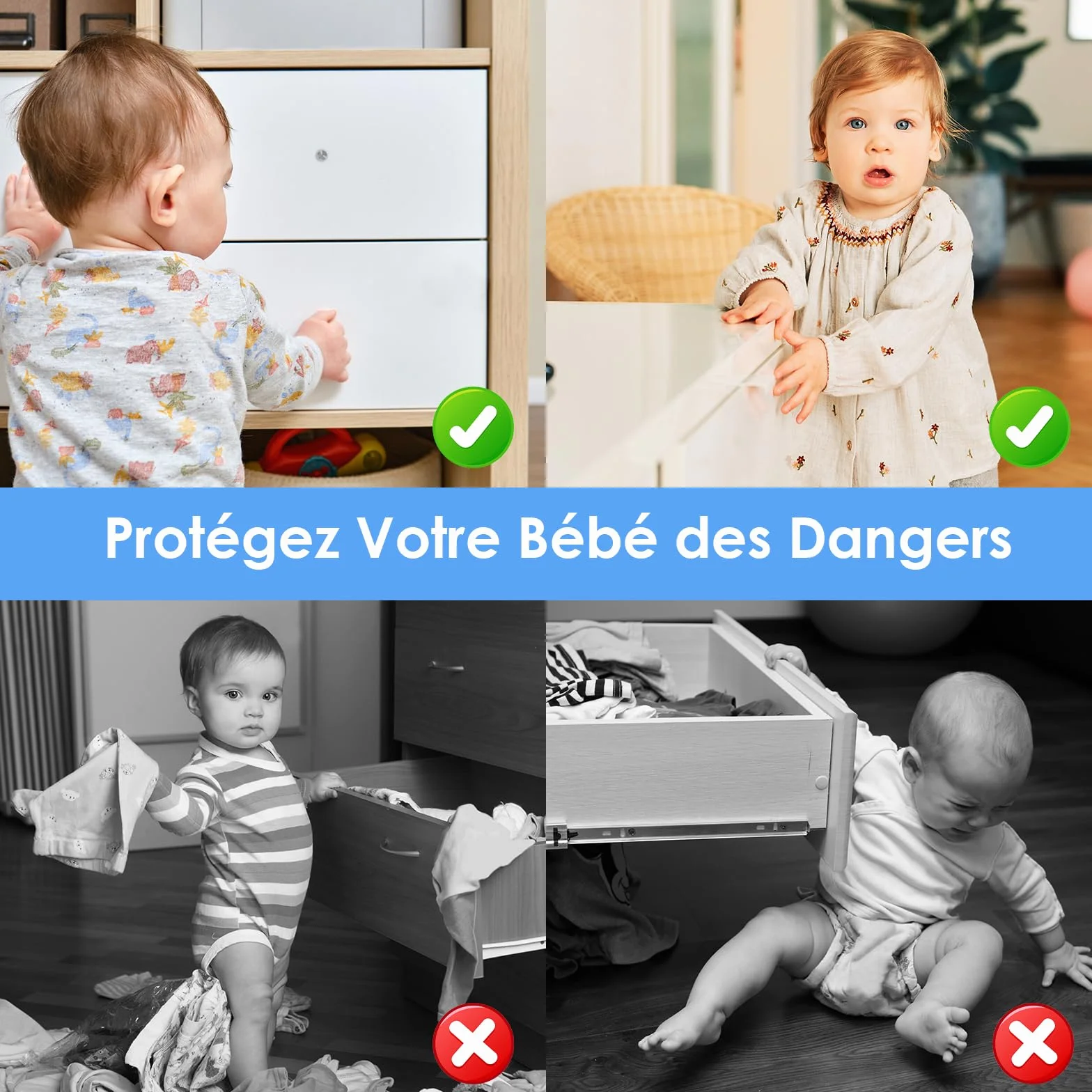 Dreamhigh Securite Placard Enfant Magnétique 10 Serrures 2 Clés Bloc Porte Securite Bebe Magnetique Protection Placards Portes Tiroirs Blocage Sans Perçage