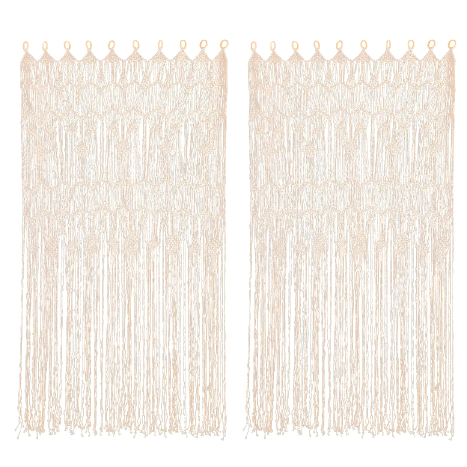 Lot de 2 rideaux en macramé - Style bohème - Fait à la main - Pour mariage, fenêtre et séparateur de pièce - Décoration murale pour la maison et le bureau - 100 x 200 cm