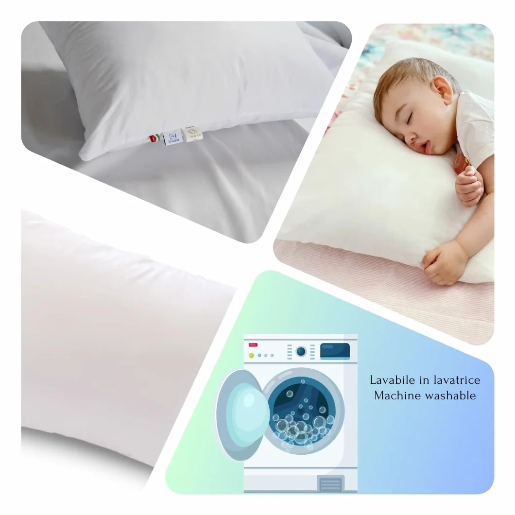 Coussin 40 x 30 cm 100% Coton Hypoallergénique Blanc Lavable en Machine pour Enfant