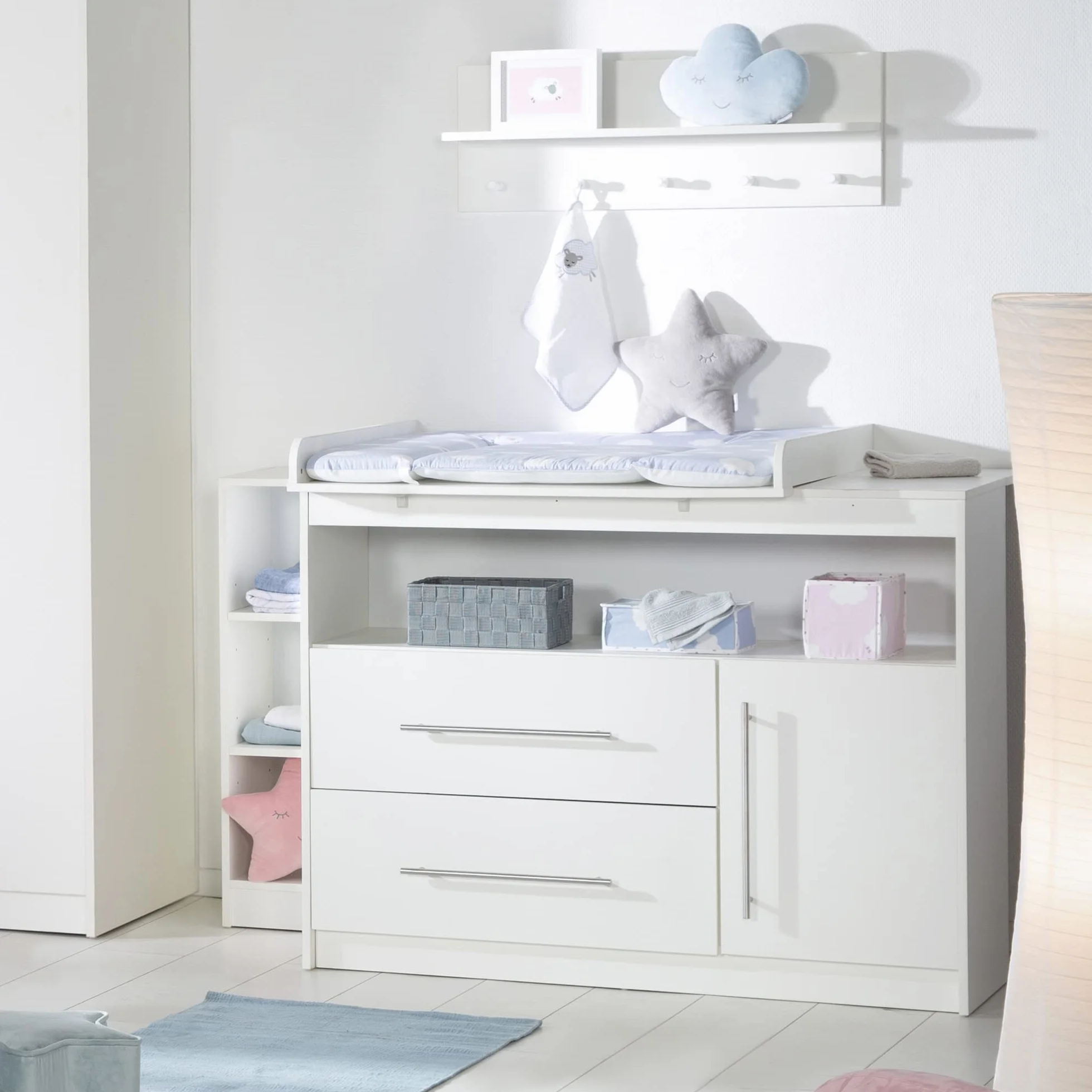 roba Babymöbel Maren Lot de 2 pièces Lit d'enfant 70 x 140 cm transformable commode à langer Blanc