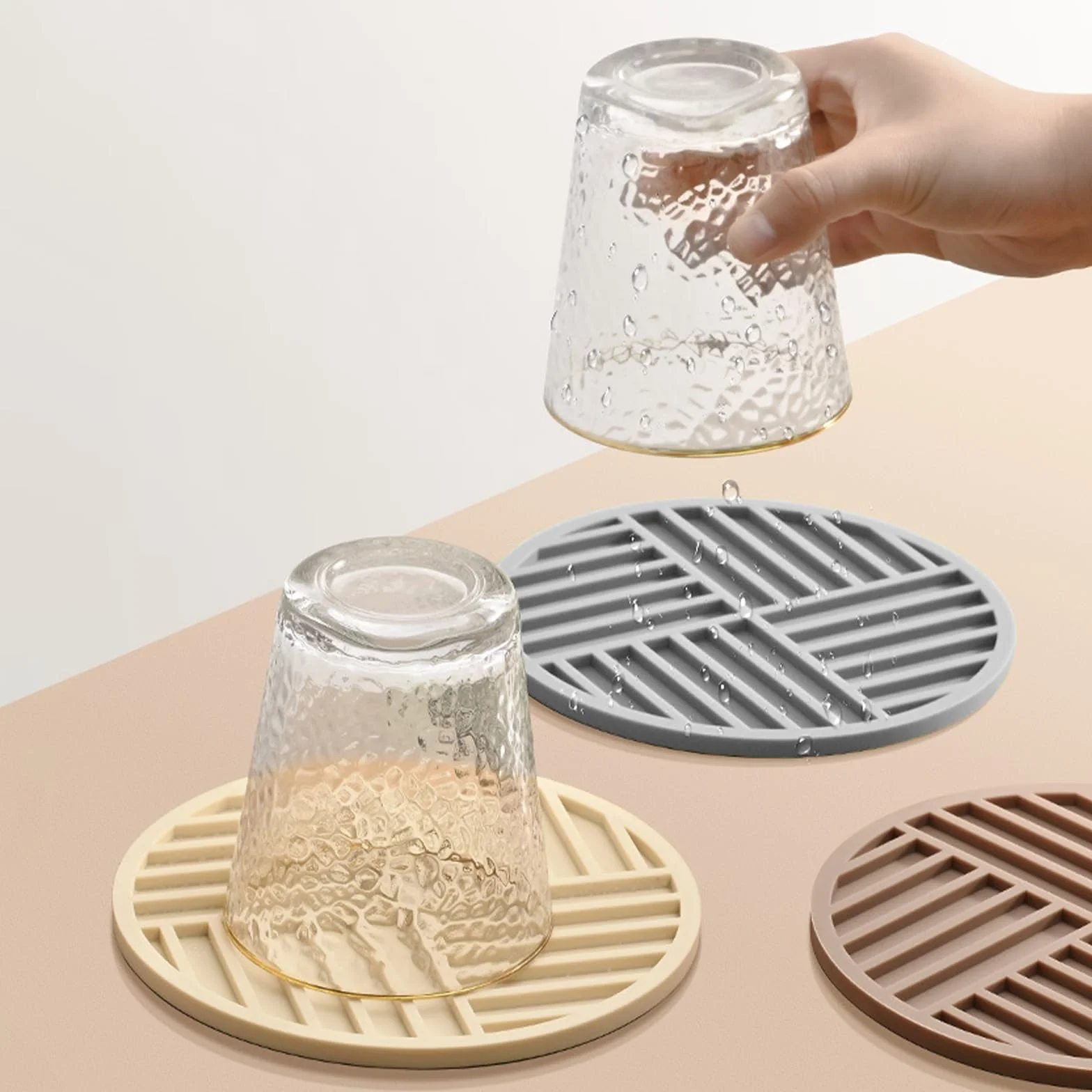 Tapis Silicone Set de Table 3 Pièces Multifonctionnel Dessous de Poêle Résistant à la Chaleur Antidérapant