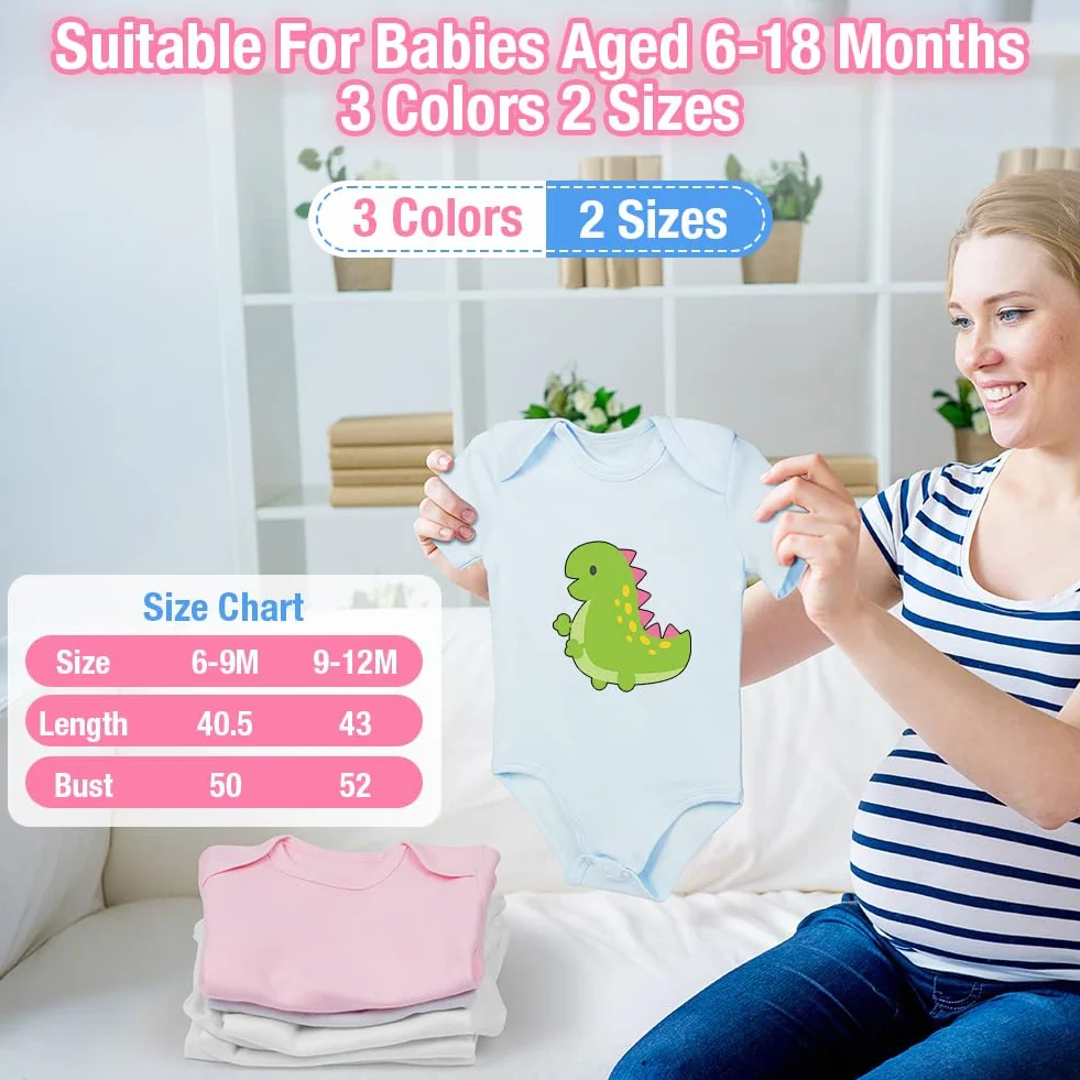 Bavoirs Peinture 6PCS avec Grenouillères 6PCS, 12 Stylos Textiles, 22 Pochoirs, Cadeau Babyshower DIY (9-12mois)