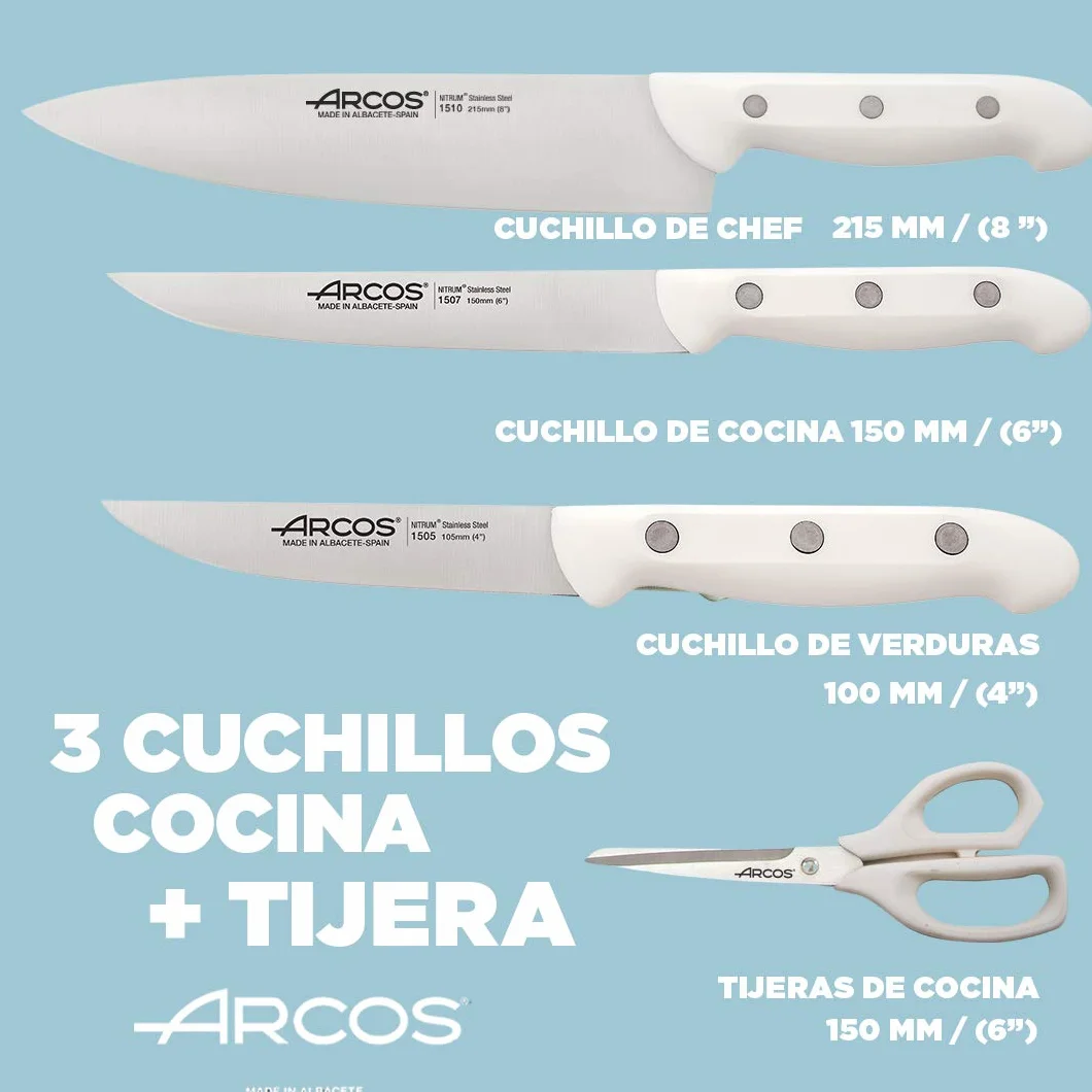 Arcos Serie Maitres Ensemble de couteaux de cuisine Blanc
