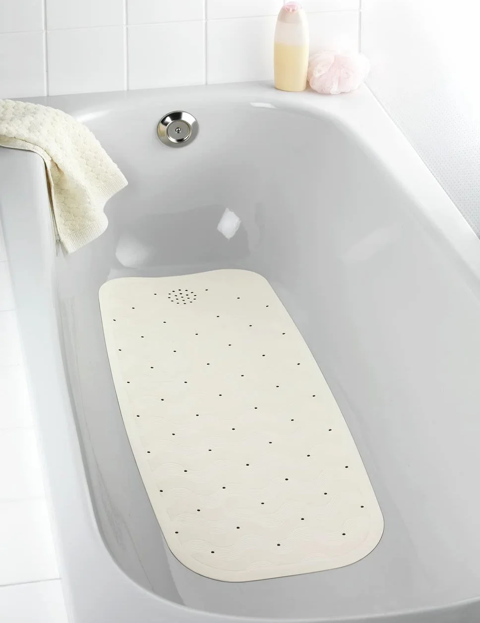 Maximex Tapis de bain antidérapant Natur-Kautschuk beige 37 x 90 cm caoutchouc lavable en machine