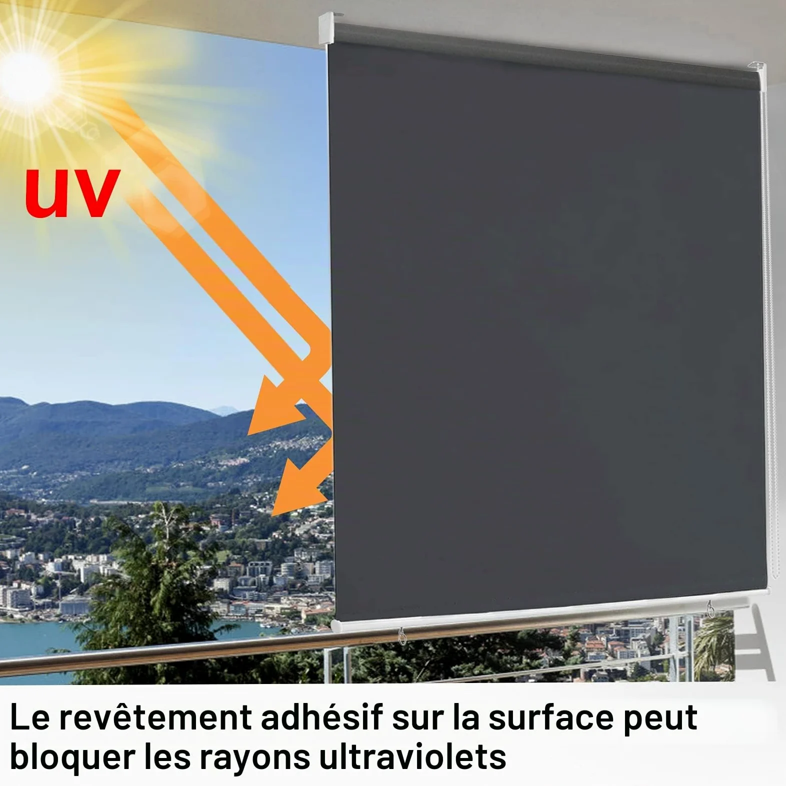 Froadp 180x240cm Stores Enrouleurs Extérieur à Opaque Enrouleur Fonction Thermique Réfléchissante Occultant dans différentes Tailles et Couleurs pour Fenêtres et Portes(Anthracite)