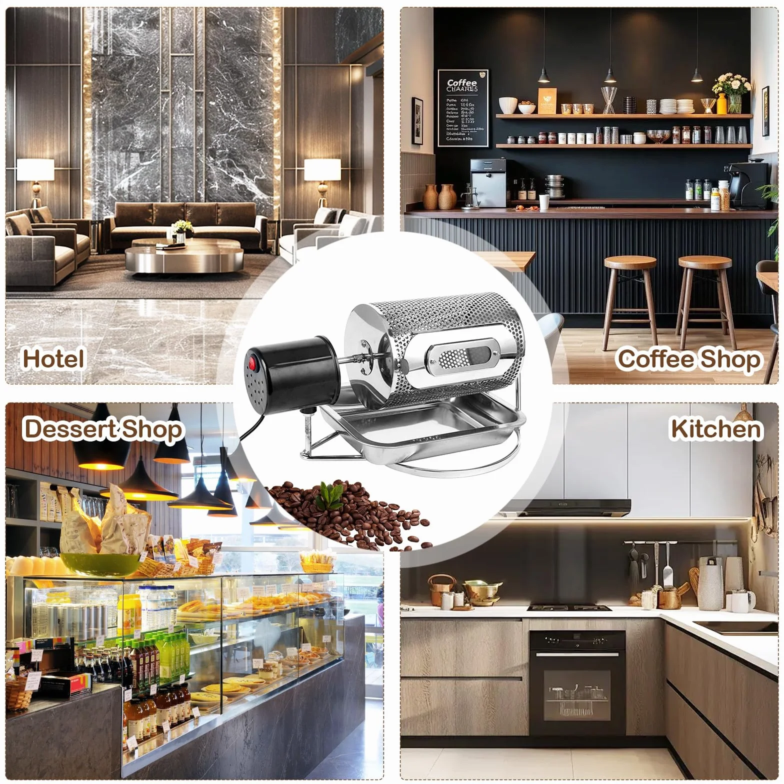 Torréfacteur à Café électrique Automatique Tambour 250g Acier Inoxydable