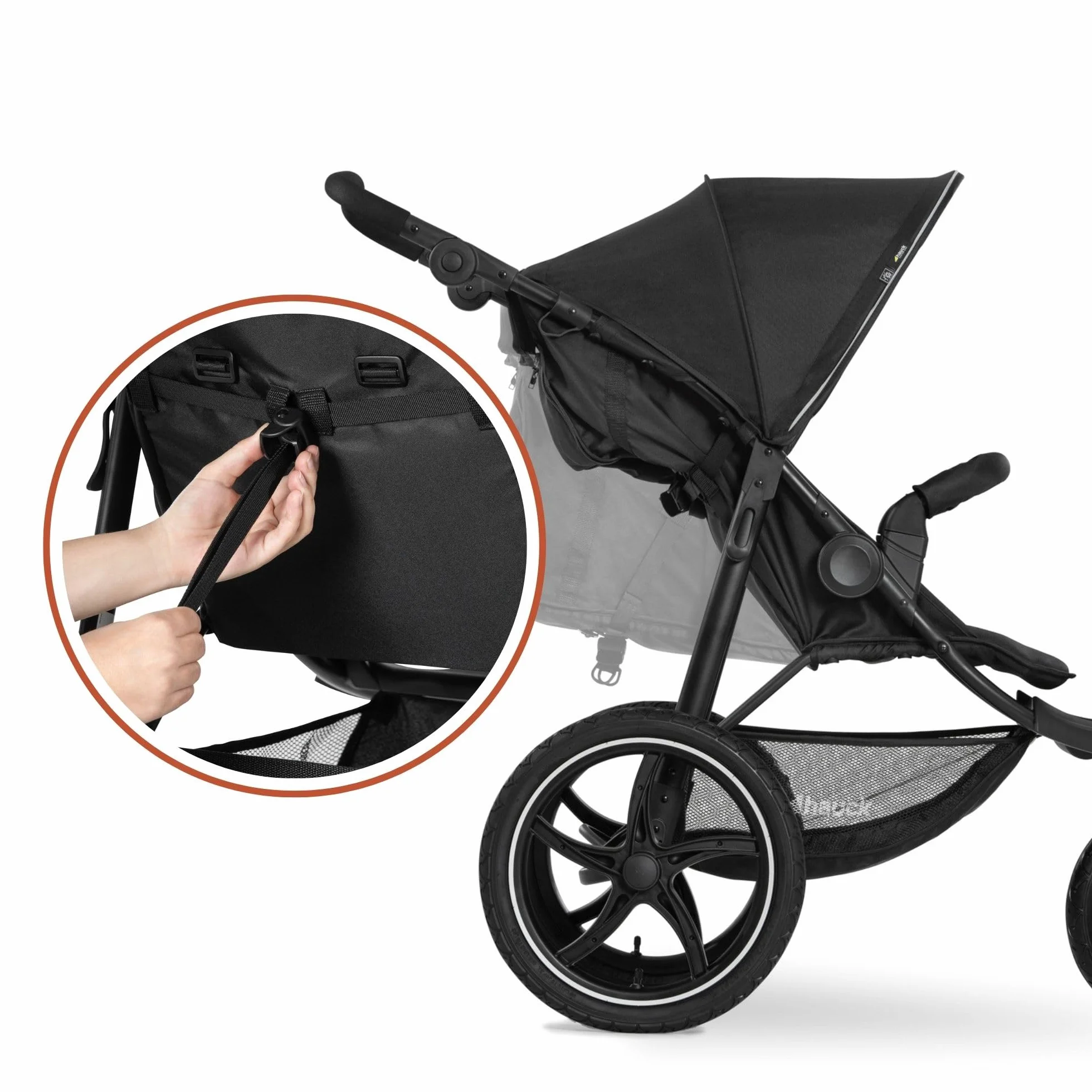Hauck Poussette 3 Roues Runner 2 Tout Terrain Noir, 22 kg, UV 50+, Pliable