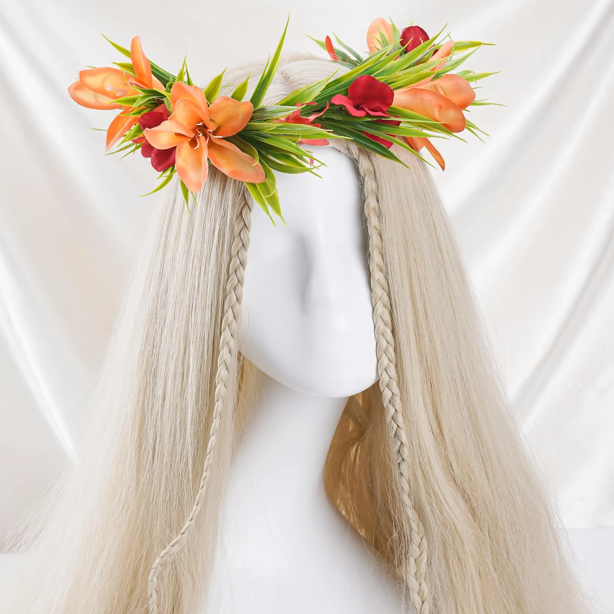 Couronne de Fleurs Hawaïen Tropicales Artificielles Lei Luau pour Filles et Femmes